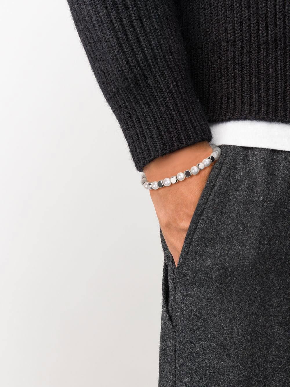 GAVU Men's Crystal Simple Beaded Bracelet for Men