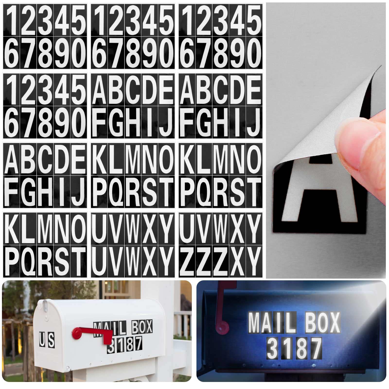 Seloom 118 Pieces Reflective Mailbox Numbers and Letters Stickers,Self-Adhesive vinyl numbers letters Stickers Decals Pre-Spaced Waterproof for