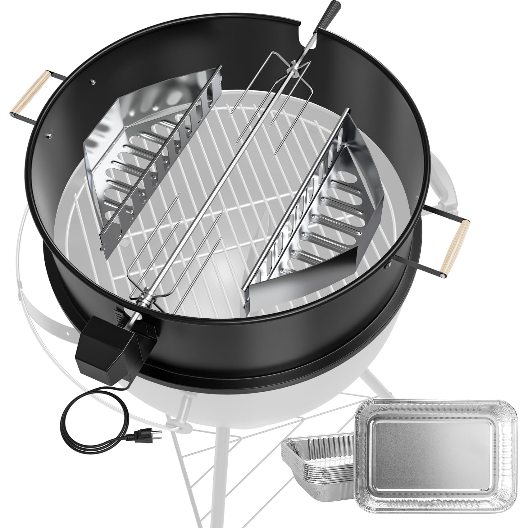 Kit de asador mejorado para parrillas Weber de carbón de 22 pulgadas, kit de parrilla para parrillas Weber y otras parrillas de tamaño similar, con asas, cestas de carbón, 10 bandejas de goteo