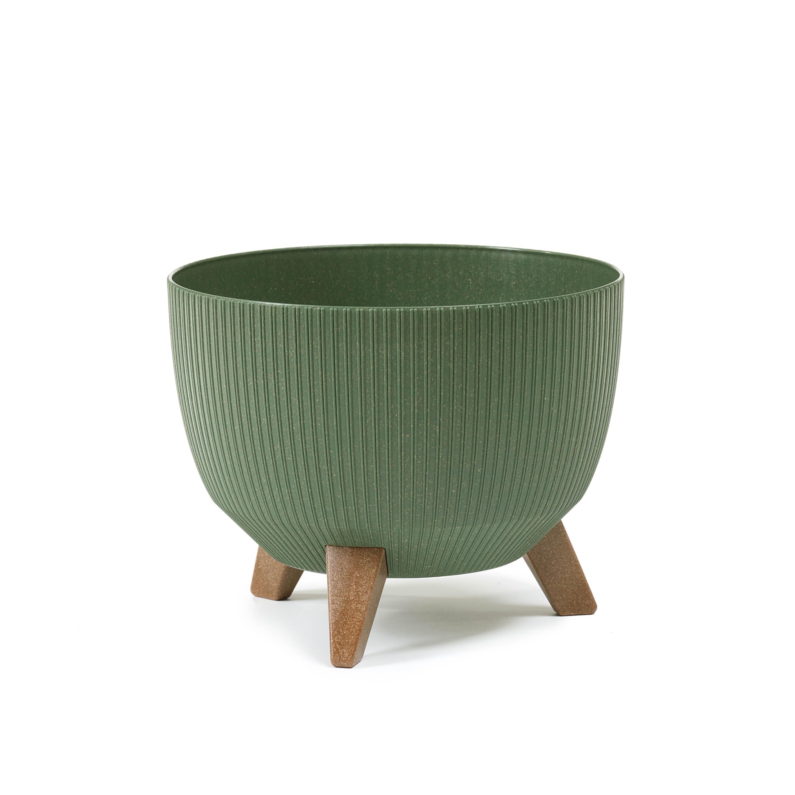 SMPLY. Macetero Decorativo de Plástico Eco Recycled para Plantas Interior y Exterior Ideal para Terrazas Jardínes y Balcones 24 x 24 cm Color Verde