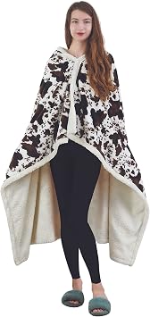 Regal Comfort Wearable Faux Fur Sherpa Throw Blanket - Warm and Soft Oversized Hoodie Blanket - Living Room Couch and Chair Decor - All Seasons - 50" x 70" - Chestnut Rodeo