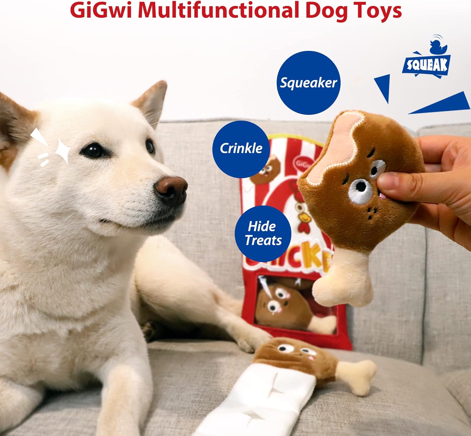 PETGEEK Bundle 2 Items Treat Dispenser Dog Toys & Gigwi Interactive Dog Puzzle Toy, Enrichment Snuffle Dogs Toys 4 Pack