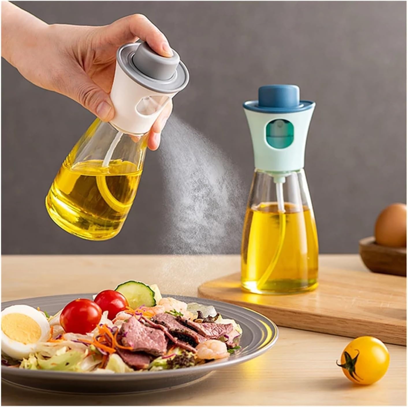 Oil Spray Bottle for Cooking, 180ml Glass Dispenser, Mist Sprayer for Kitchen, BBQ and Baking