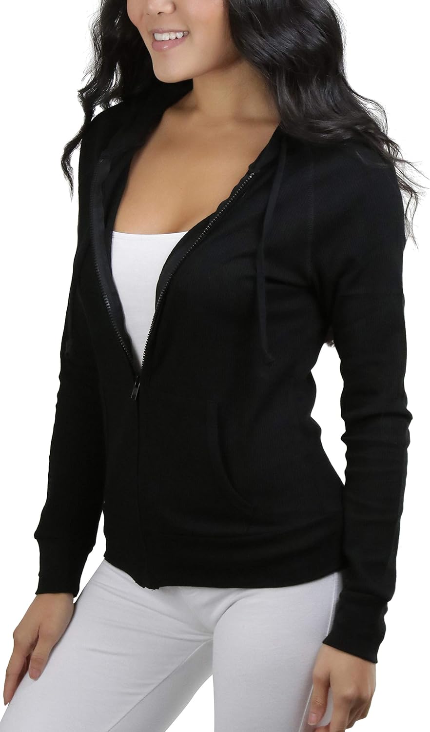 ToBeInStyle Women's Long Sleeve Full Zip-Up Thermal Hoodie