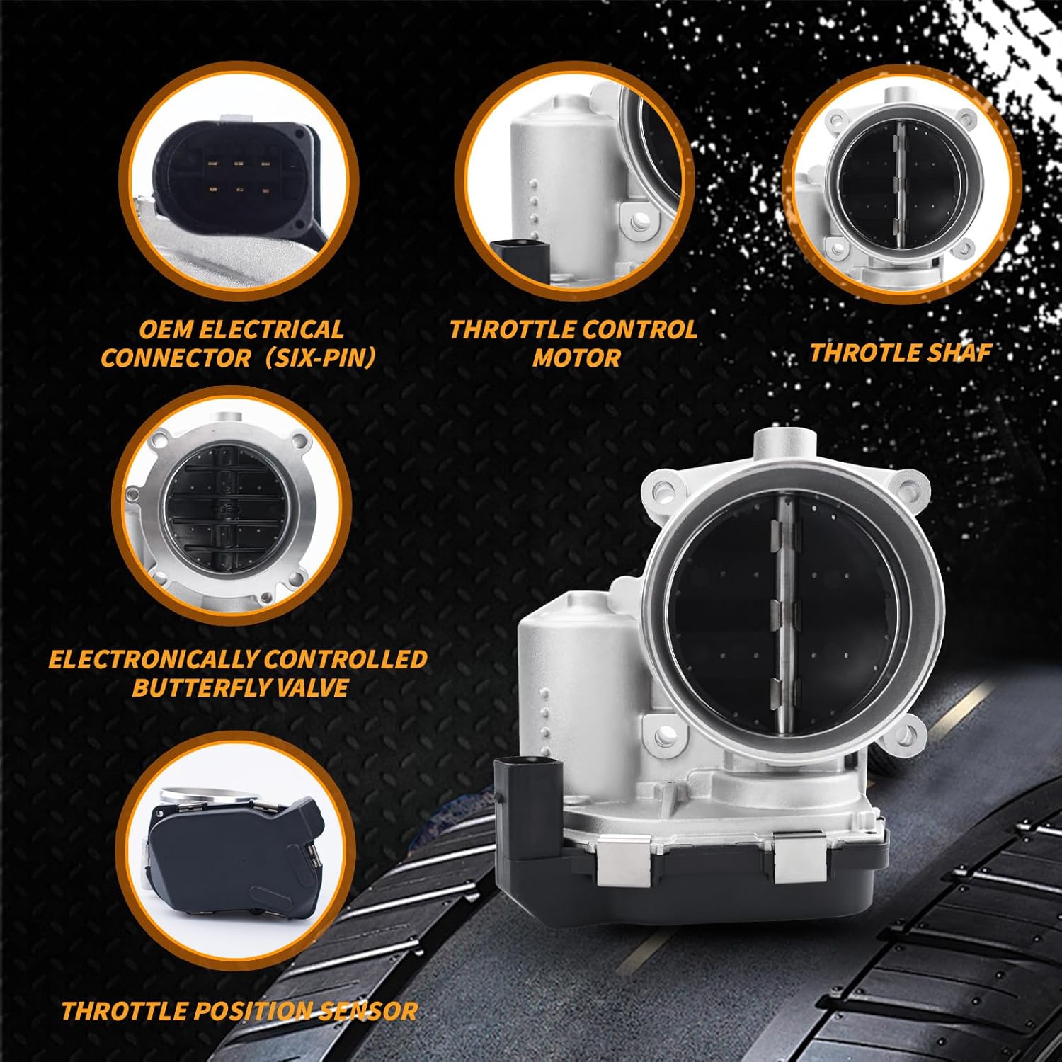Electronic Throttle Body Assembly Fit for Audi Q7 2007-2010 Atlas 2018-2021 CC 2009-2017 Passat CC 2009-2012 Passat 2012-2018, Replace Part # 03H133062 TB1263