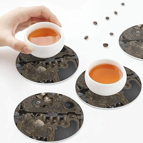 Miniatura 6 de Juego de 4 posavasos de cuero, posavasos personalizados para mesa de café, posavasos mecánicos, posavasos fáciles de limpiar para bebidas, tazas de