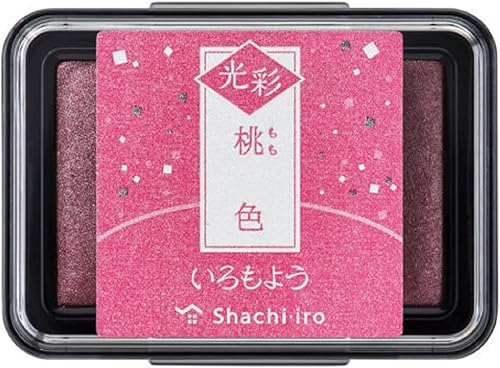 Shachihata Almohadilla de tinta a base de aceite Iromoyo Kosai Glow Stamp Pad Peach-IRO (rosa) Tinta japonesa tradicional de color Japón Importación