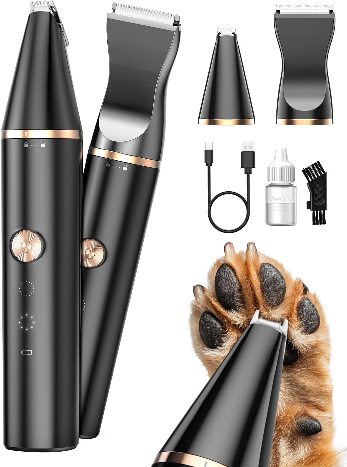 2 Speed Cat Clippers with Double Blades, Rechargeable Cordless Small Cat Paw Trimmer, Low Noise for Trimming Dog's Hair Around Paws, Eyes, Ears, Face, Rump (Black)