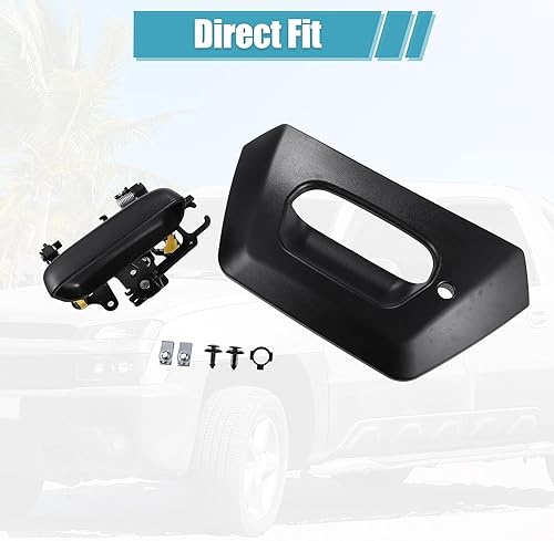 Miniatura 7 de uxcell 1 juego de manija de puerta trasera y bisel para Chevy Avalanche 1500 2500 Pickup Trunk 2002-2006 negro
