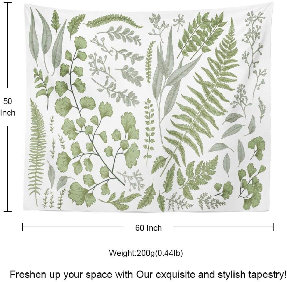 Kayel Botanical Polyester Fabric Tapestry Floral with Green White Spring Wall Hanging Tapestry,Daily Decorative Tapestry for Bedroom Living Room Dorm 60L x 80W Inches,Green Eucalyptus : Home & Kitchen