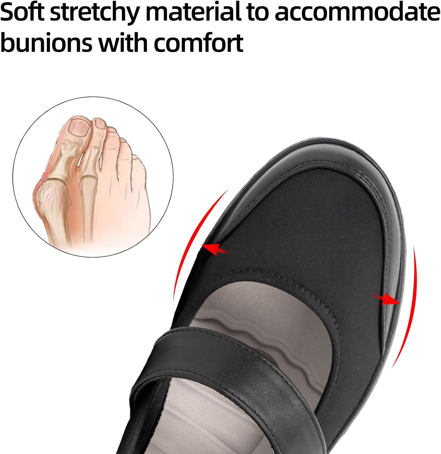 Women Orthopedic Mary Jane Flats Comfortable Bunions Walking Shoes Round Toe Lightw... - Image 3