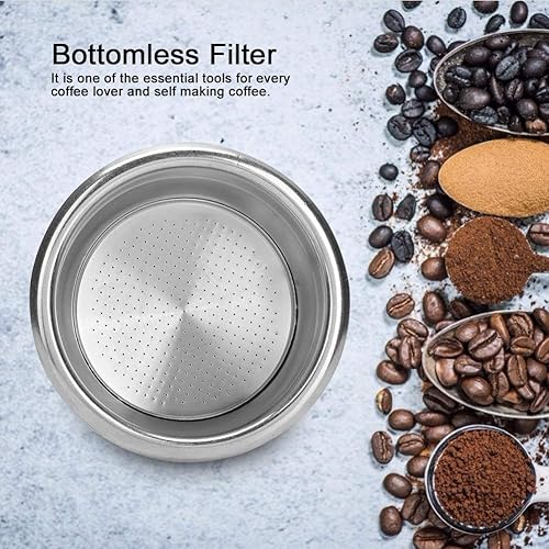 Miniatura 3 de Filtros de café de acero inoxidable, 2.283 in de doble capa no presurizada cesta de filtro de repuesto para máquina de café expreso portafiltro