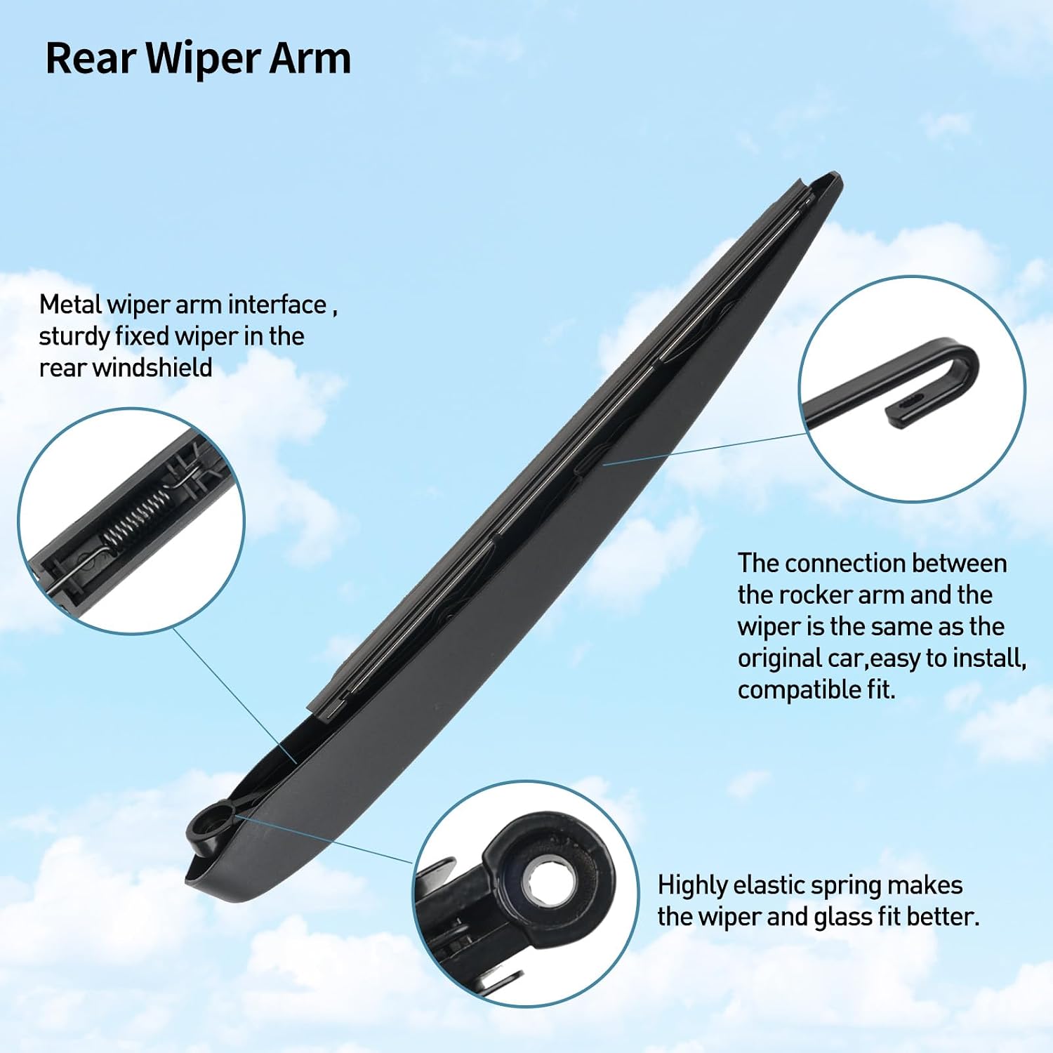 Rear Window Wiper Arm Blade Set Replacement For Chevrolet Equinox 2018-2024, Rear windshield wiper accessories(Plastic cover with steel arm)