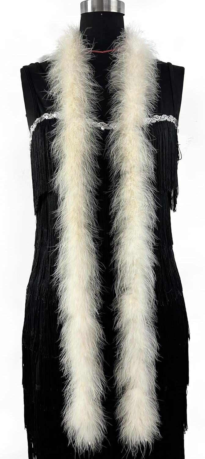 2 Yards 30g Fluffy Marabou Feather Boa for DIY Craft Sewing Trim Home Wedding Party Decoration-Black