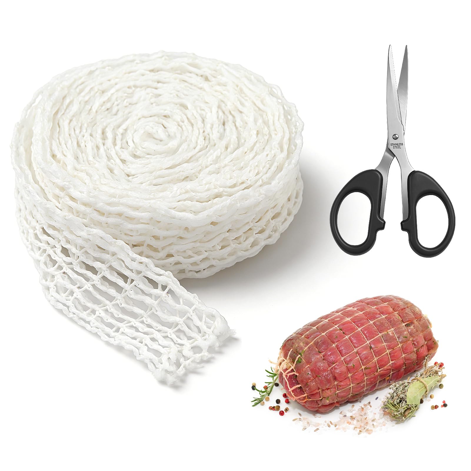 FAREASTSHOP Rete Elastica da Forno per Cottura E Arrosti di Carne | 5mt Lunghezza Totale | Ottima per Cottura da Forno o Affumicare E Stagionatura Salumi - 1