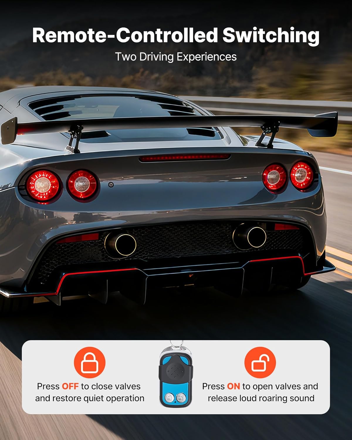 VEVOR Electric Exhaust Cutout, 2.5 Inch Universal Stainless Steel Exhaust Valve Kit with One Controller Remote Kit, Cut Out Valve, Y Pipe, Remote Control & Box, Fits Trucks, Sedans, Sports Cars, SUVs