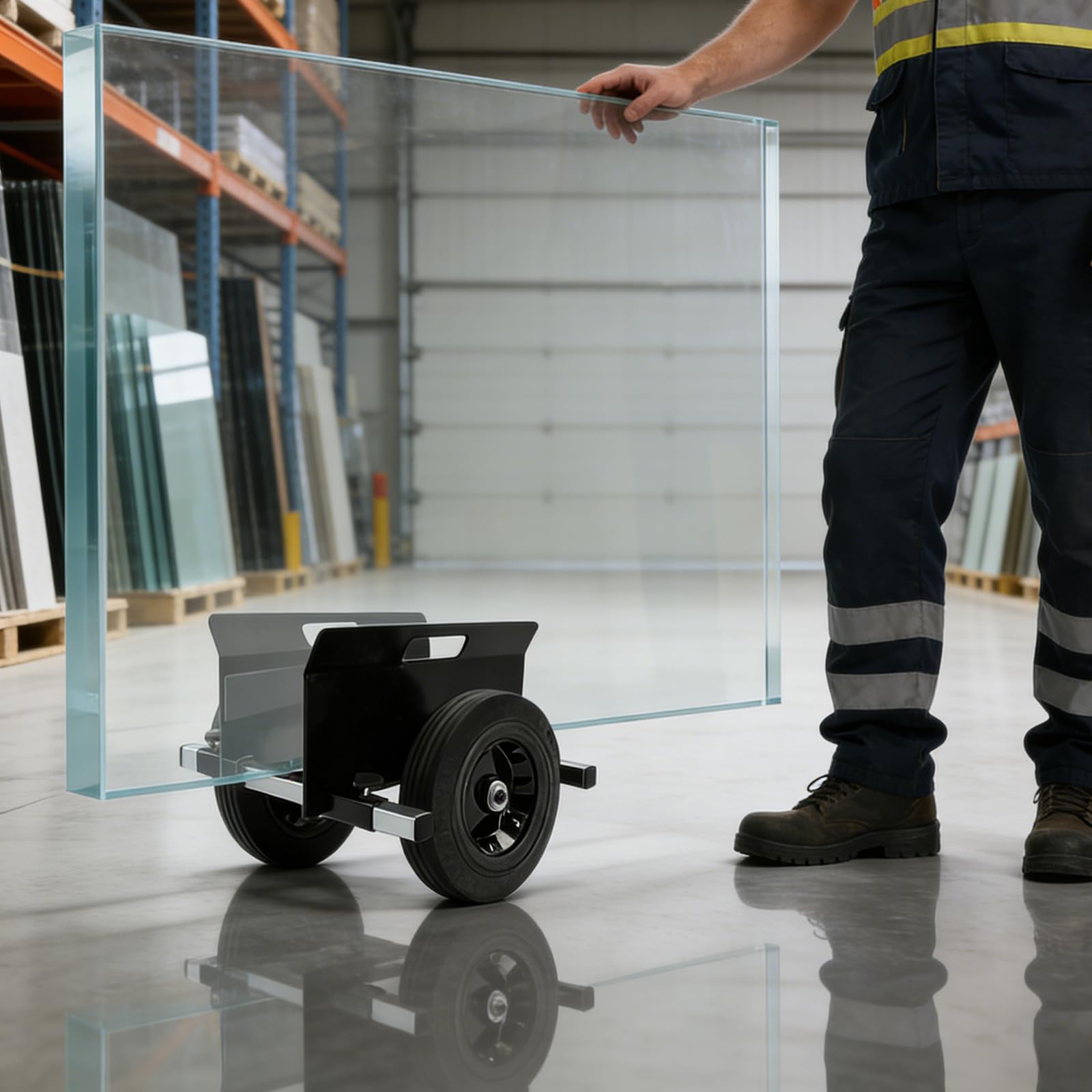 Wózek z płytami o nośności 490 kg, wałek do płyt z gumowymi kółkami, wózek transportowy, warsztat, pomoc transportowa, wózek transportowy do płyt stalowych, drzwi, płyt kartonowo-gipsowych (czarny)