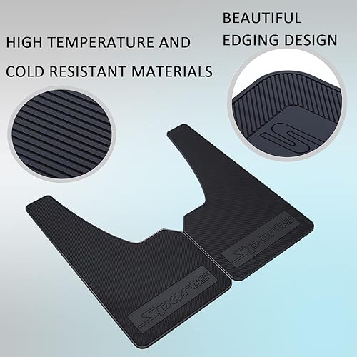 Miniatura 8 de Aletas de barro universales para coche, deportivos, protectores de goma (18 x 17 x 0.2, 4 unidades)