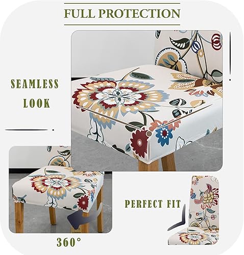 Miniatura 4 de Comfy Gate Paquete de 4, 6, 8 fundas para sillas de comedor, diseño de muñeco de nieve y copos de nieve para silla de comedor, fundas ajustadas para