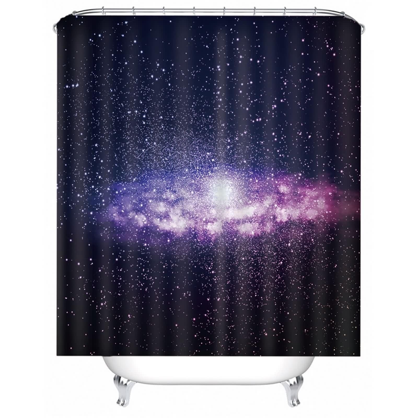 Rideau de douche ciel étoilé violet pour une ambiance spa et évasion