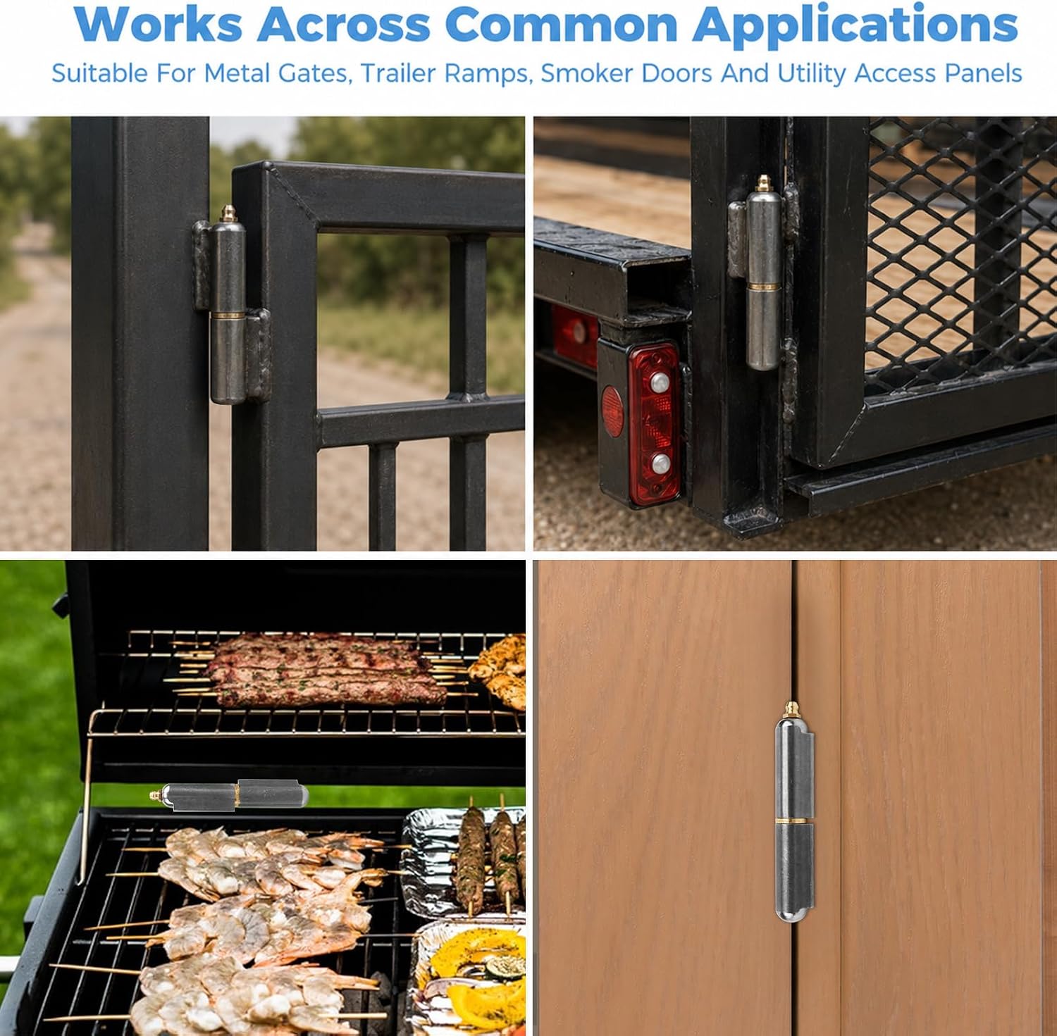 4 Pcs 4 Inch Weld On Hinges, Carbon Steel Weldable Hinges with Grease Fitting, Weld On Barrel Hinges for Swing Doors, Flue Doors, and Utility Trailers