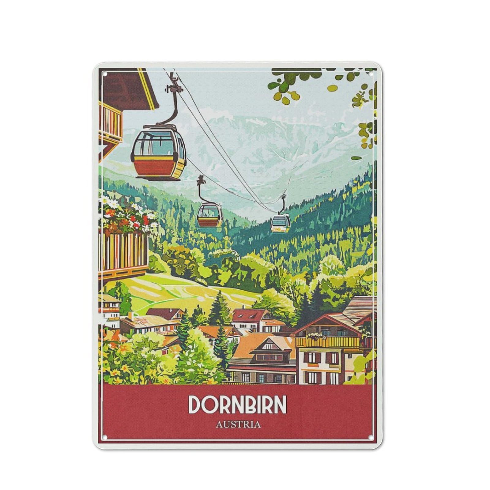 Junmoney Style-13 Metal Plaque 40X30cm With Dornbirn Austria Travel For Pub Or Café, Vintage Decor, For Metal Sign Collectors, For Vintage Wall Decor Fans