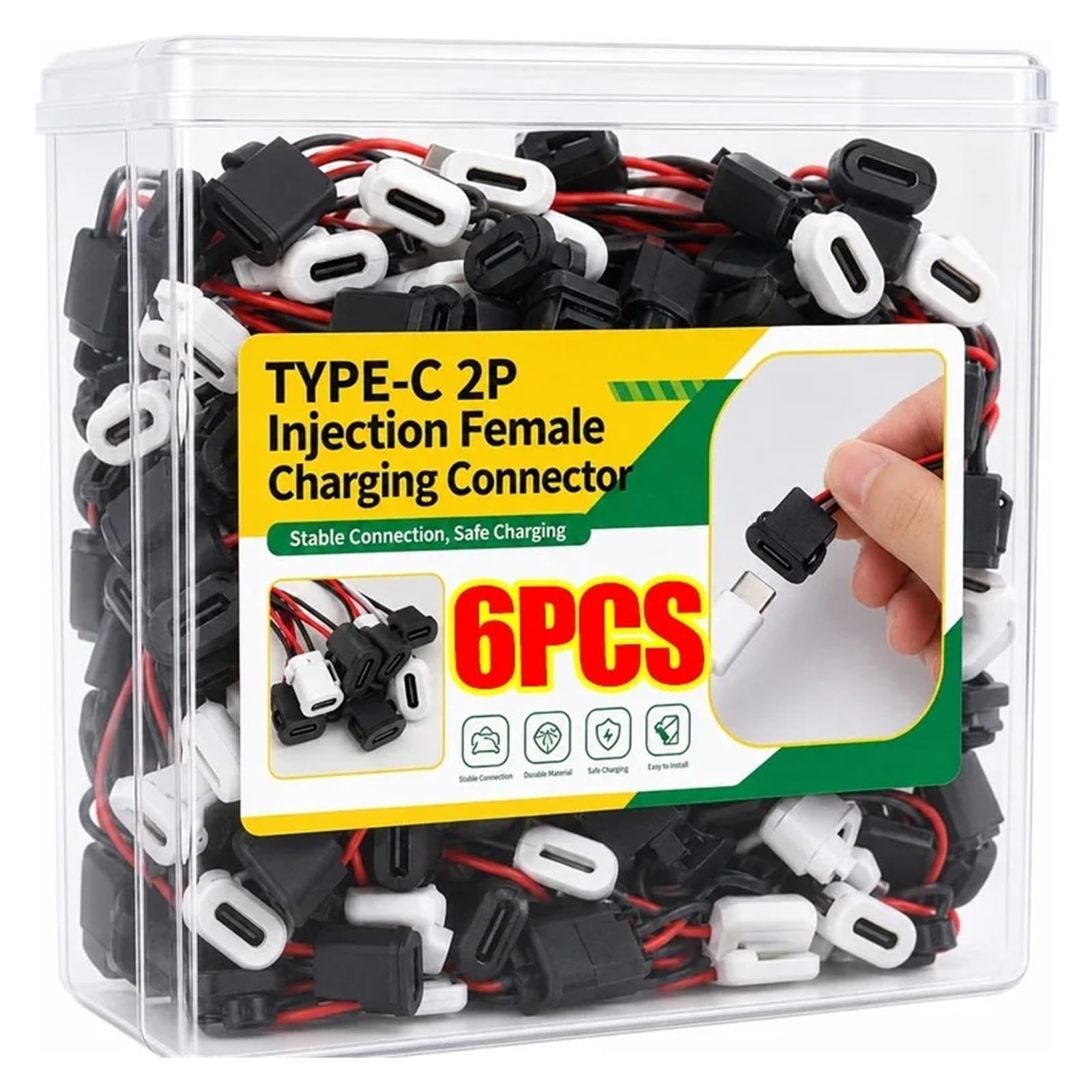 Złącze żeńskie USB typu C 3A Charging Jack Port z klipsem na kartę (zestaw B-White) (2 szt.)