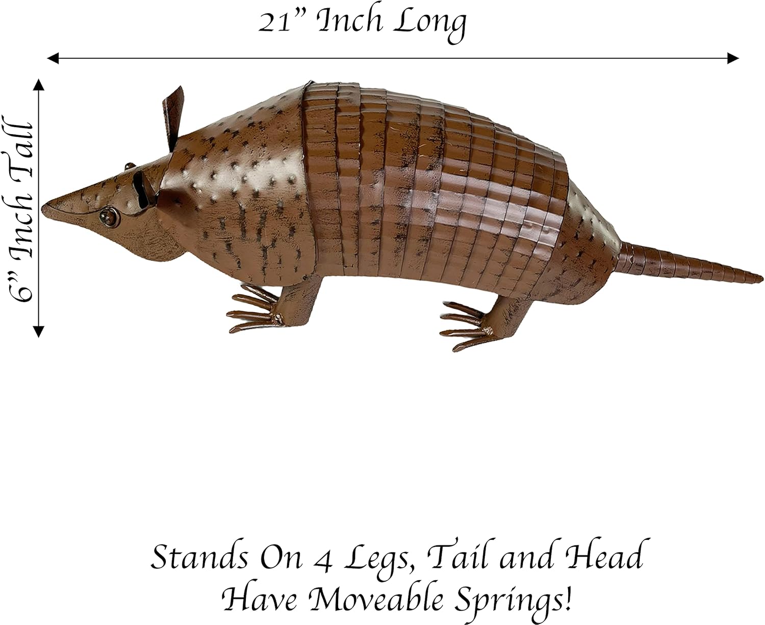 Urbalabs Metal Yard Art Springy Metal Armadillo Figure Texas Western Decor Large 21 Inch Metal Garden Decor Outdoor Statues Metal Yard Art Sculptures Rustic Yard Decorations (21 Inch)