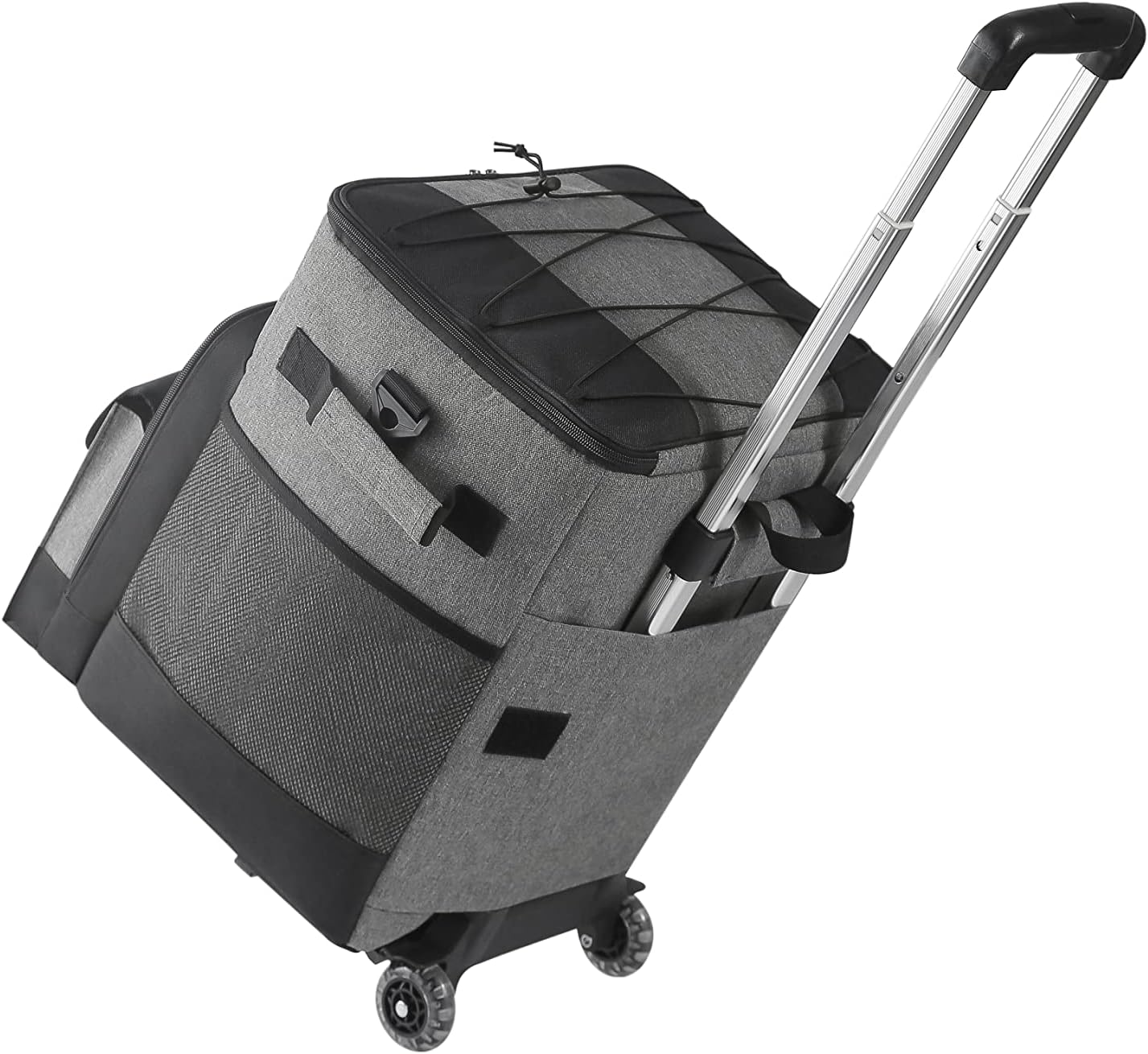 32Litre Rolling Cooler with All Terrain Cart foldable Grey and Black for camping picnic outdoor parties,