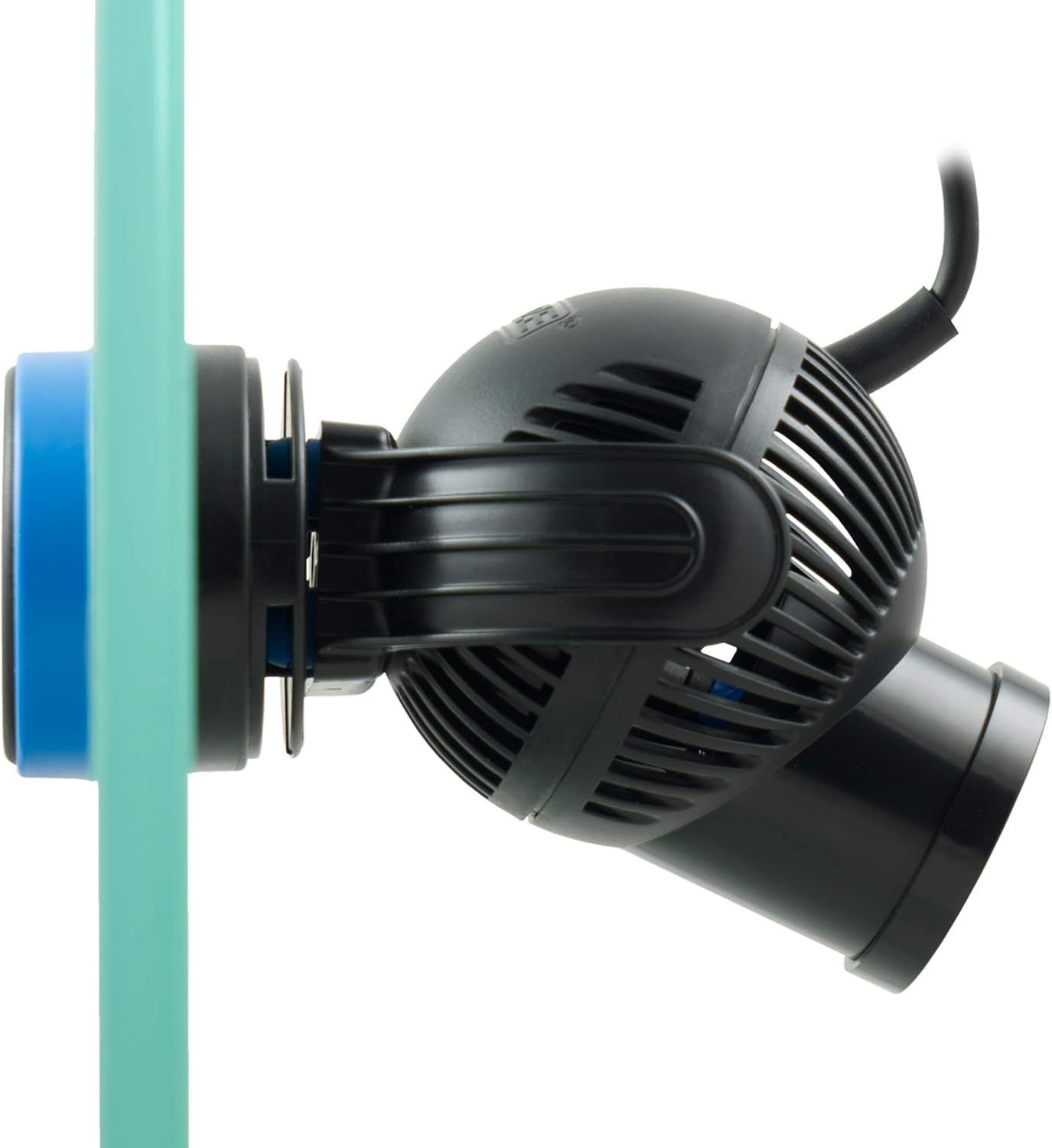 Tunze Nano Stream 6055.000 Propeller Pump mounted on aquarium glass.