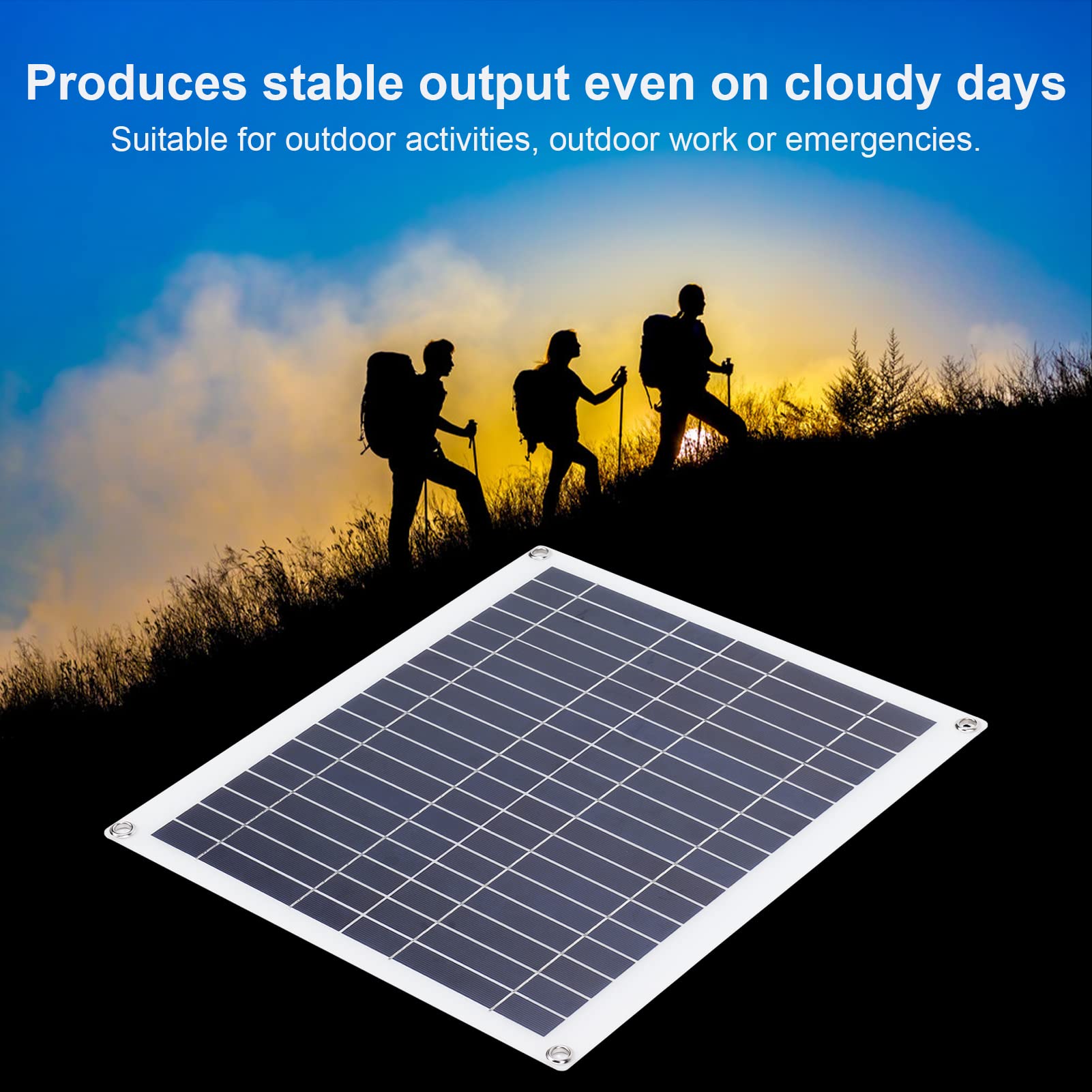 Set di Pannelli Solari Caricabatterie Solare Portatile Pieghevole e Leggero da 20 W con Controller 100 A per Auto da Esterno per Cellulare