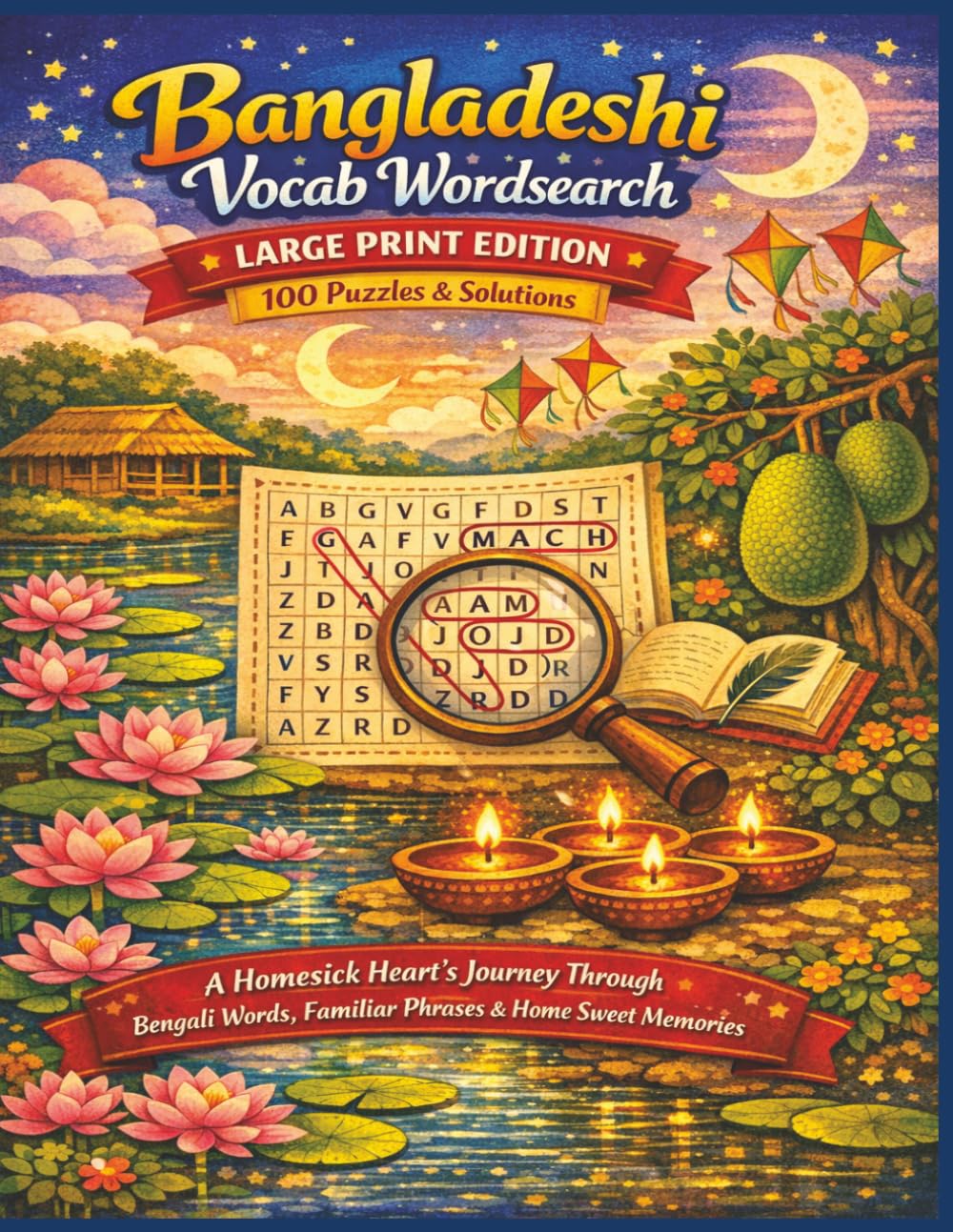 Bangladeshi Vocab Wordsearch LARGE PRINT EDITION 100 Puzzles & Solutions: A Homesick Heart’s Journey Through Bengali Words, Familiar Phrases & Home Sweet Memories (Rohim's Royal Bengal Puzzlers)