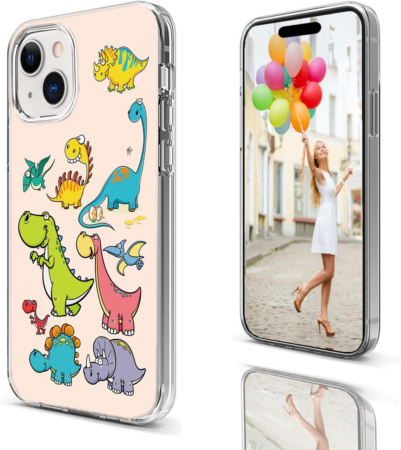 for iPhone 15 Case for Women Girl Men, Full Protective Shockproof Slim Soft TPU Clear Phone Cover Cases Design for iPhone 15 6.1,Cute Cartoon Animal Funny Dino Dinosaur - Image 3