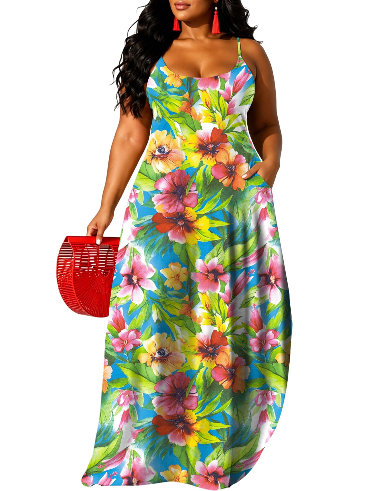 Hawaiian Dresses Women Plus Size Luau Party Sundress Summer Maxi Tropical Boho Beach Dress