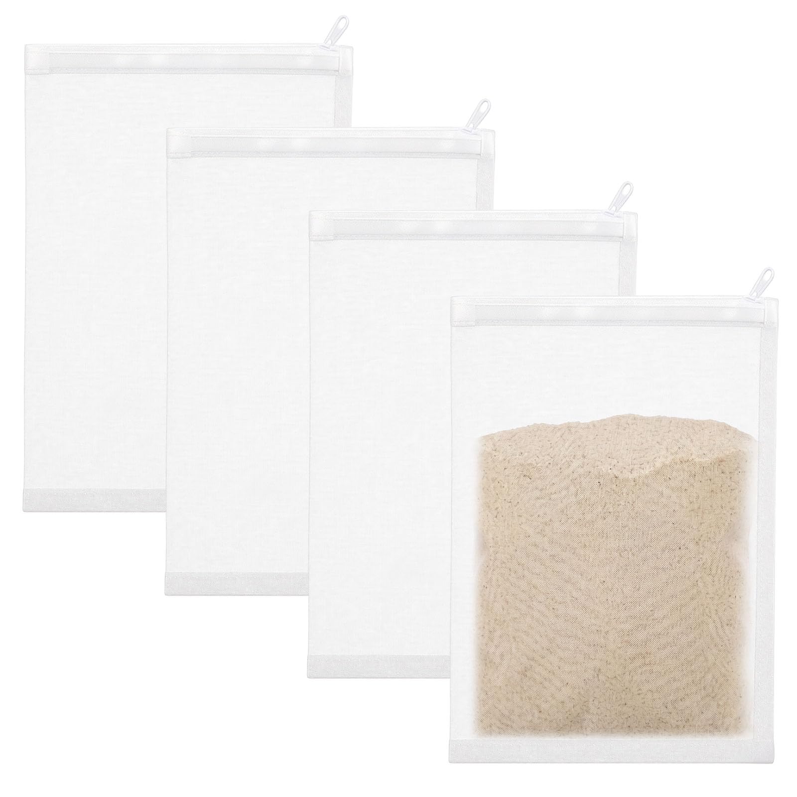 Geiserailie 4 Pcs Aquarium Filter Media Bags 150 Micrometer Fine Filter Bags Mesh Reusable with Zipper for Activated Carbon Resins (5.5 x 7.9 Inch)