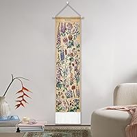 Vista 7 de Tapiz de flores vintage de 51 x 13 pulgadas, largo vertical para colgar en la pared, referencia ilustrativa botánica, tapices botánicos