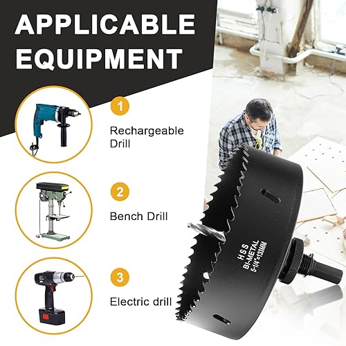 Vista 18 de Sierra perforadora de 2 3/4" (70 mm) para madera y plástico, broca de núcleo de cortador de agujeros bimetálico HSS para paneles de yeso, tableros