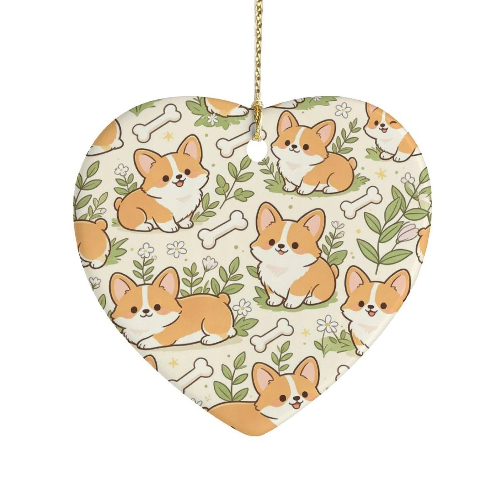 Fekiloot Style Cute Corgi Ceramic Ornament Home Decor Keepsake