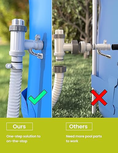 Miniatura 6 de Patentado Adaptador de manguera de piscina SUMMERBUDDY para piscina sobre el suelo, piezas de repuesto de piscina con válvula de émbolo y soporte de