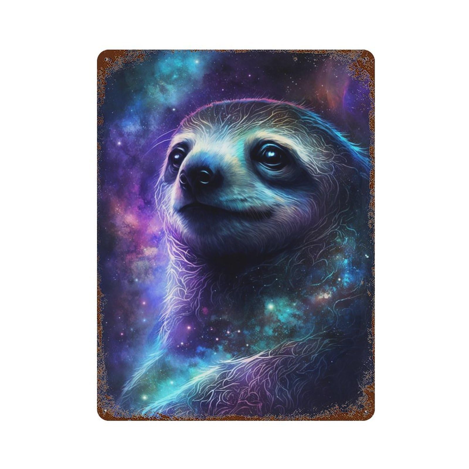Cosmic Sloth Portrait-22 15.7"x11.8" Weathered Tin Sign, Shabby Chic Decor for Cafe, Home Bar And Lounge Decor