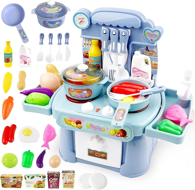 Kitchen Toys Imitated Chef Light Music Pretend Cooking Food