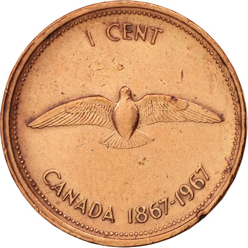 1967 Royal Canadian Mint 1 Cent Canada Coin I Centennial Celebrations | Issued Under Queen Elizabeth I Monetized By Government Of Canada
