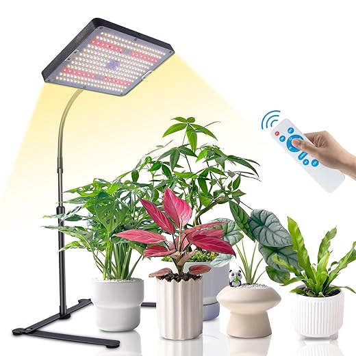 LBW Grow Light with Stand, Full Spectrum LED Plant Light for Indoor Plants, Floor Grow Lamp with 63" Adjustable Tripod, 4H/8H/12H Timer, 6 Dimmable Brightness, Ideal for Tall Plants