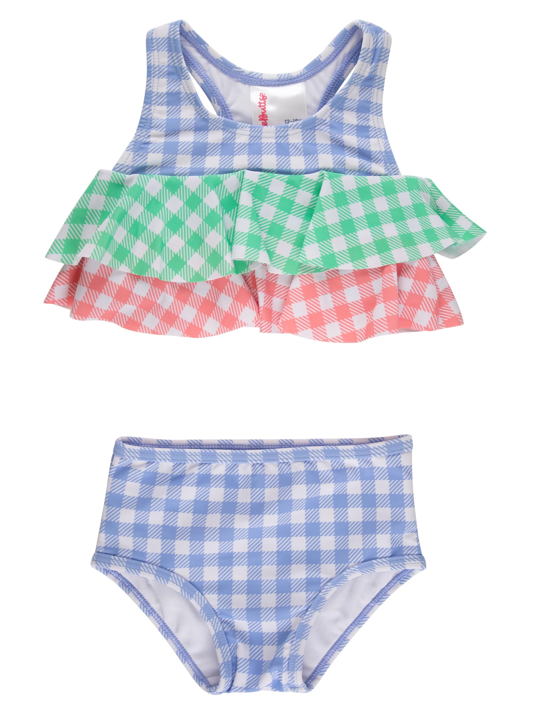 RuffleButts Girls UPF50+ Sun Protection Flounce Bikini Two Piece Swimsuit