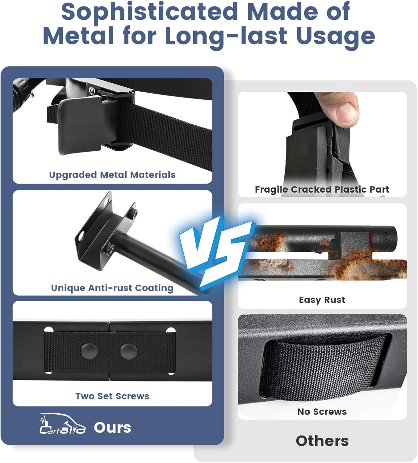 Golf Cart Bag Holder Bracket Upgraded Metal Attachment for 2+2 Rear Seat with 1 Inch Square Rail Golf Cart, No Drilling Required Golf Bag Rack for EZGO Club Car Yamaha Included All Hardware