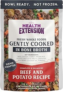 Health Extension Gently Cooked Beef & Potato Dog Food, Human-Grade and Shelf-Stable with Superfoods, Supports Digestion, Immunity, Skin & Coat, 9 oz Pouch (Pack of 1)