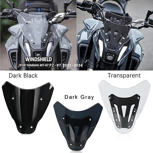 Miniatura 2 de Protector de pantalla para parabrisas de motocicleta con soporte compatible con MT-07 MT 07 MT07 MT07 2021-2023 (negro)