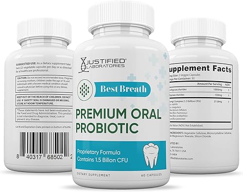 Miniatura 6 de Justified Laboratories Best Breath 1.5 mil millones de UFC Probiótico Apoyo Oral 60 Cápsulas