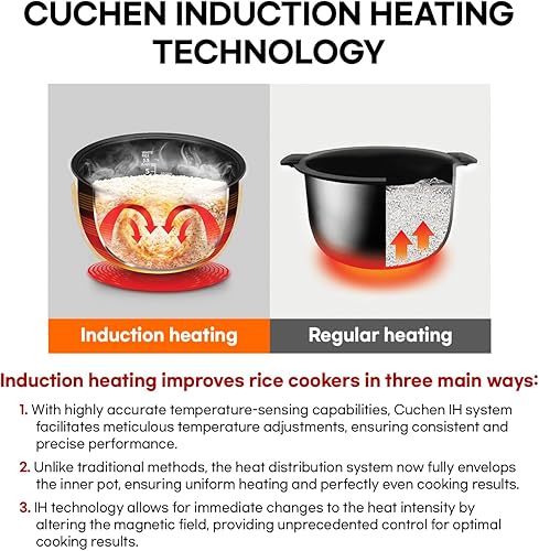 Miniatura 5 de CUCHEN CRH-TWS0610PWUS, IH - Olla arrocera de doble presión con calefacción por inducción, 6 personas, 6 tazas, 1.14 cuartos (sin cocinar) 12 tazas,