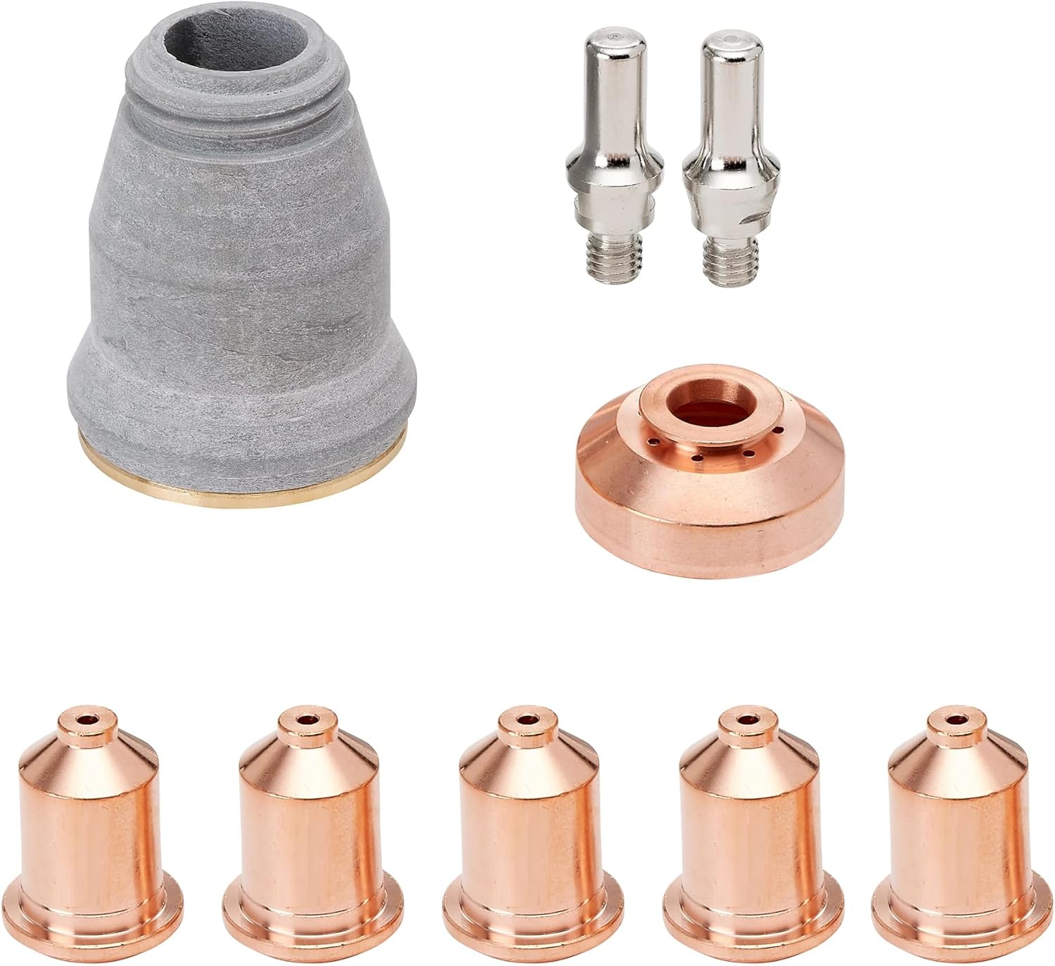 DC6309 | 9-Piece Drag-Cut Shield Consumables Set for LTP6300D & LTP6300DCNC — 5× 0.9 mm Nozzles, 2× Electrodes, 1× Retaining Cup, 1× Drag Shield